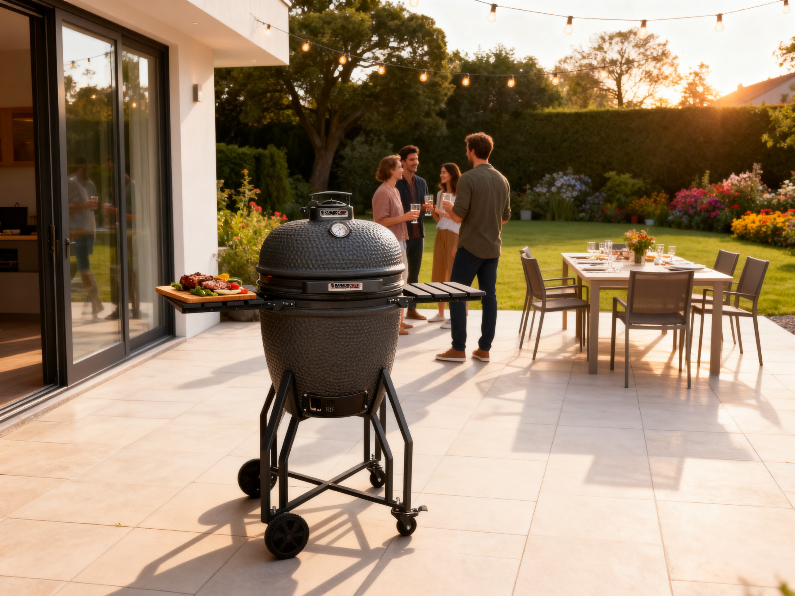 Kamado Chef Premium 19 egy csaladi haz teraszan